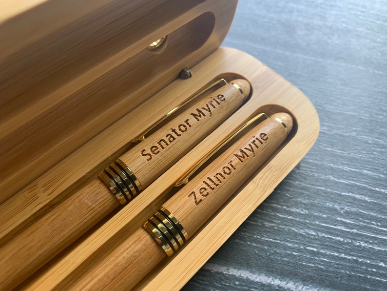 Wood Pen & Pencil Set, graduation gift, office gift, office accessories, personalized pen case, personalized pen set image 6