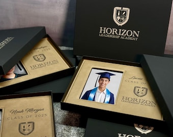 Personalized Vegan Leather Photo Frame with Engraved Gift Box