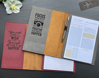 Personalized Vegan Leather Portfolio: Refillable Notepad, Daily Planner