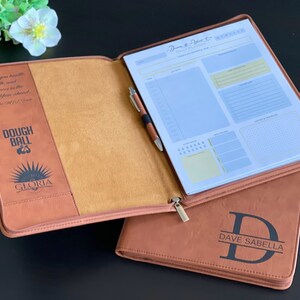 Gift Set, Daily Planner Zipper Portfolio Pen Personalized Portfolio, Business Portfolio, Leather Padfolio with Zipper image 8