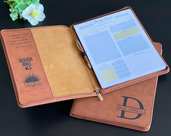 Personalized Portfolio Daily Planner and Pen, Custom Padfolio, Business Portfolio, Leather Padfolio with Zipper