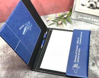 Personalized Vegan Leather Law Firm Portfolio: Engraved Padfolio with Pen & Planner