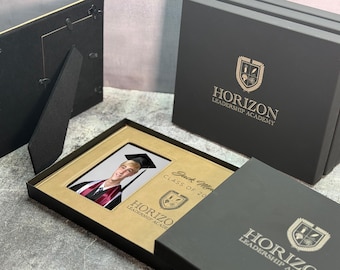 Personalized Leatherette Photo Frame Gift Set: Engraved Graduation Keepsake Box