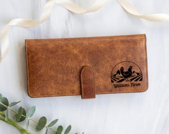 Custom Engraved Leather Checkbook Cover for Men, Personalized Checkbook Holder Wallet, Gift for Dad Husband Grandpa, Fathers Day Gift