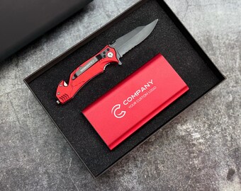 Custom Engraved Gift Set, Knife, Power Bank, Personalized Gifts for Him or Her, Logo or Name, Gift Box Set