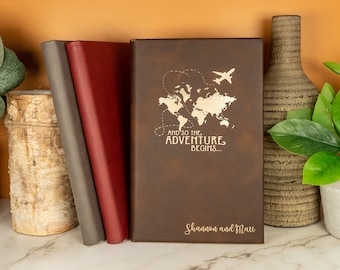 Journal en cuir personnalisé, Journal de voyage personnalisé, Carnet en cuir, Journal d’écriture, Cadeau de remise des diplômes, Journal en cuir végétalien
