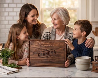 Personalized Cutting Board for Grandma, Custom Engraved Charcuterie Board, Mother’s Day Gift for Mom, Walnut or Bamboo Kitchen Gift