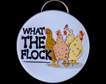 Chicken Bottle Opener Key Ring, Funny Chicken Keychain, Pet Portrait Art Gift, Farmhouse Accessories, Handmade 2.25"