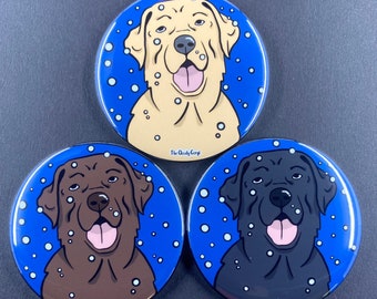 Labrador Retriever Dog Snow Pet Portrait Handmade Gift & Accessories - Magnet, Pinback Button, Bottle Opener, Keychain, or Mini Ornament