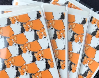 Corgi Dog Cartoon Pattern Card - Blank Dog Card for All Occasions - Funny Corgi Note Card Set or Single Card