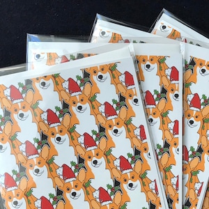 Corgi Christmas Card - Herding Dog Holiday Note Card - Handmade Festive Dog Blank Greeting Card Set or Single Card
