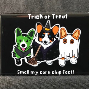 Welsh Corgi Magnet, Halloween Dog Gift, Holiday Dog Kitchen & Office Decor, Cartoon Dog Art Print, 2x3" High Quality Handmade Magnet