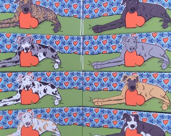 Great Dane Valentine's Day Magnet, Dog Valentine, Funny Dog Valentine Day Gift, Holiday Pet Portrait, 1.5x4.5" Handmade Magnet