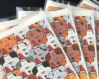Guinea Pig Christmas Card - Cavy Santa Hat Winter Holiday Notecard for Any Occasion - Seasonal Guinea Pig Stationery Gift Set or Single Card