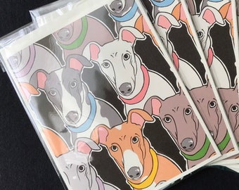 Greyhound Card, Psychedelic Dog Greeting Card, Pop Art Dog Stationery Gift, Set or Single Card 5x7" Handmade