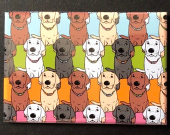 Labrador Retriever Magnet, Retro Dog Kitchen & Office Decor, Cartoon Pet Portrait Pop Art Gift, 2x3" High Quality Handmade Magnet