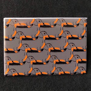 Dachshund Cartoon Art Magnet - Dog Kitchen Fridge Magnet and Locker Decor - Weiner Dog Gifts & Accessories - Doxie Dog Pattern Magnet