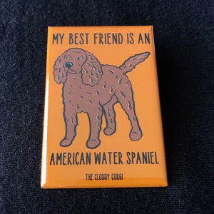 American Water Spaniel Magnet, Retro Dog Kitchen & Office Decor, Cartoon Pet Portrait Art Gift, 2x3" High Quality Handmade Magnet