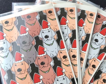 Multicolored Labrador Retriever Christmas Card - Santa Paws Holiday Note Card for All Ages - Seasonal Stationery Set or Single Card
