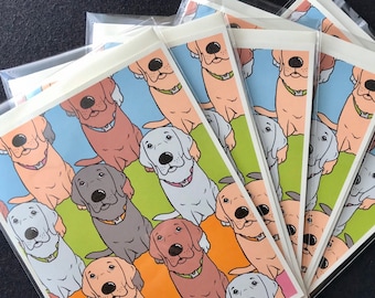 Rainbow Labrador Retriever Card, Retro Dog Greeting Card, Psychedelic Pet Portrait Art Gift, Card Set or Single Card with Self Seal Envelope