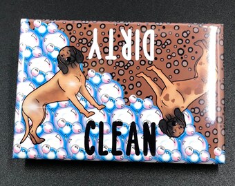 Bavarian Mountain Scent Hound Dishwasher Magnet, Retro Dog Kitchen Decor, Cartoon Pet Portrait Art Gift, 2x3" High Quality Handmade Magnet