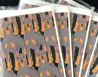 Doberman Pinscher Pattern Blank Greeting Card -Pupy Dog Note Card for Any Occasion - Miniature Pinscher Stationery Set or Single Card