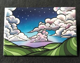 Psychedelic Landscape Art Magnet - Cosmic Art Gifts and Decor - Nature Lover Locker & Kitchen Fridge Magnet