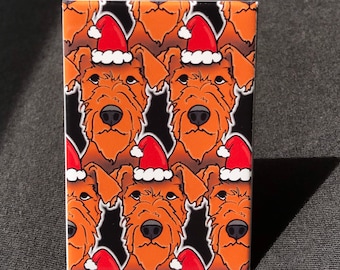 Airedale Terrier Magnet, Dog Christmas Gift, Christmas Dog Kitchen & Office Decor, Retro Holiday Pet Portrait Gift, 2x3" Handmade Magnet