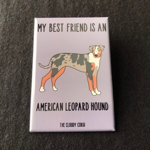 American Leopard Hound Magnet, Retro Dog Kitchen & Office Decor, Cartoon Pet Portrait Art Gift, 2x3" High Quality Handmade Magnet
