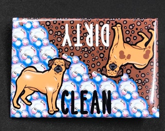 Puggle Dishwasher Magnet, Clean Dirty Dog Magnet, Retro Dog Kitchen Decor & Cleaning Accessories, 2x3" Magnet