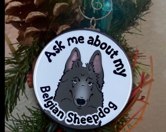 Belgian Sheepdog Dog Mini Ornament, Retro Dog Christmas Tree Decoration, Holiday Decor & Stocking Stuffer Gift, Handmade 2.25"