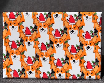 Corgi Christmas Magnet - Holiday Dog Gift & Stocking Stuffer - Santa Paws Art Kitchen Decor