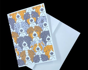Australian Shepherd Card, Psychedelic Dog Greeting Card, Blank Note Card Any Occasion, Dog Stationery Gift, Set or Single Card 5x7" Handmade
