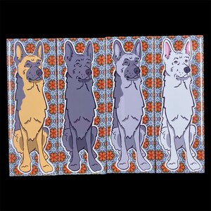 Retro German Shepherd Magnet, Psychedelic Dog Decor, GSD Lover Gift, Cartoon Pet Portrait Gift, 1.5x4.5" High Quality Handmade Magnet