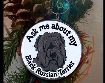 Black Russian Terrier Dog Mini Ornament, Retro Dog Christmas Tree Decoration, Holiday Decor & Stocking Stuffer Gift, Handmade 2.25"