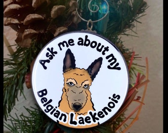 Belgian Laekenois Dog Mini Ornament, Retro Dog Christmas Tree Decoration, Holiday Decor & Stocking Stuffer Gift, Handmade 2.25"