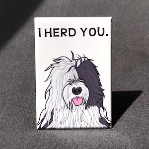 Old English Sheepdog Magnet - Funny Herding Dog Gifts & Kitchen Home Decor - 2x3" High Quality Handmade Fridge and Locker Magnet