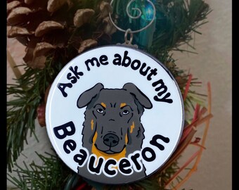 Beauceron Dog Mini Ornament, Retro Dog Christmas Tree Decoration, Holiday Decor & Stocking Stuffer Gift, Handmade 2.25"