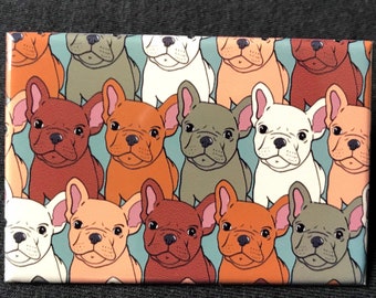 Multicolor French Bulldog Magnet, Cartoon Pet Portrait Gift & Collectibles, Frenchie Pop Art Kitchen and Office Decor, 2x3" Handmade Magnet