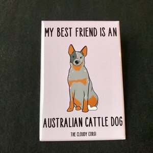 Australian Cattle Dog Magnet, Blue Heeler Magnet, Cartoon Dog Portrait Gifts, Retro Dog Kitchen Decor, 2x3" High Quality Handmade Magnet