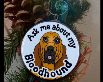 Bloodhound  Dog Mini Ornament, Retro Dog Christmas Tree Decoration, Holiday Decor & Stocking Stuffer Gift, Handmade 2.25"