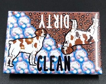 Brittany Dishwasher Magnet, Retro Dog Kitchen Decor, Cartoon Pet Portrait Art Gift, 2x3" High Quality Handmade Magnet