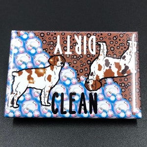 Brittany Dishwasher Magnet, Retro Dog Kitchen Decor, Cartoon Pet Portrait Art Gift, 2x3" High Quality Handmade Magnet