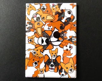 Welsh Corgi Magnet – 2x3" Handmade Fridge Magnet Featuring Hand-Illustrated Corgi Faces – Cute Dog Lover Gift, Fun Kitchen or Office Decor
