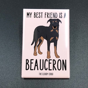 Beauceron Magnet, Retro Dog Kitchen & Office Decor, Cartoon Pet Portrait Art Gift, 2x3" High Quality Handmade Magnet