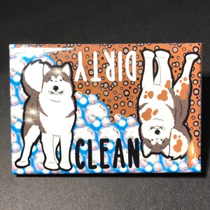 Alaskan Malamute Dishwasher Magnet, Husky Dog Kitchen Decor, Clean Dirty Dishwasher Magnet, 2x3" High Quality Handmade Magnet