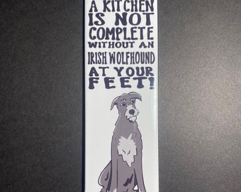 Irish Wolfhound Magnet, Retro Dog Kitchen Decor, Irish Wolfhound Dog Collectible Gift, 1.5x4.5" High Quality Handmade Magnet