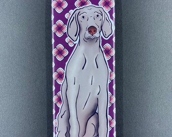Psychedelic Weimaraner Magnet, Retro Dog Kitchen & Office Decor, Cartoon Pet Portrait Art Gift, 1.5x4.5" High Quality Handmade Magnet