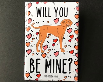 Vizsla Magnet, Valentine's Day Dog Decor, Holiday Pet Portrait Gift, Retro Dog Kitchen & Office Decor, 2x3" High Quality Handmade Magnet