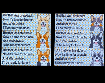Hungry Welsh Corgi Refrigerator Magnet, Dog Kitchen Decor, Funny Pet Portrait Gifts & Collectibles, 1.5x4.5" High Quality Handmade Magnet